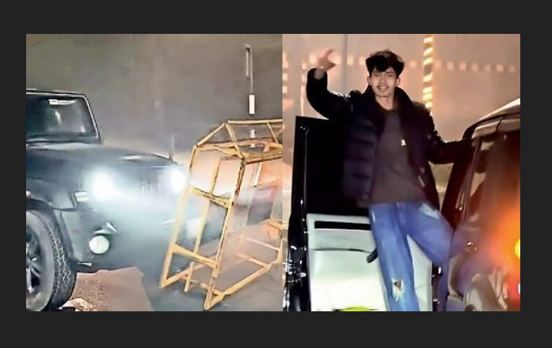 Thar Smashes Police Barricade in Lucknow, Stunt Video Goes Viral; Truck Driver Killed on Kisan Path