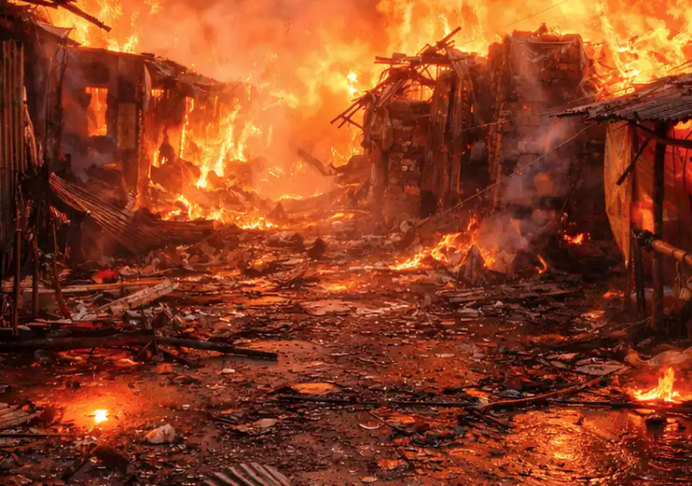 Massive Fire at Delhi’s Nature Bazaar, 40 Shops Gutted; Firefighters Bring Blaze Under Control