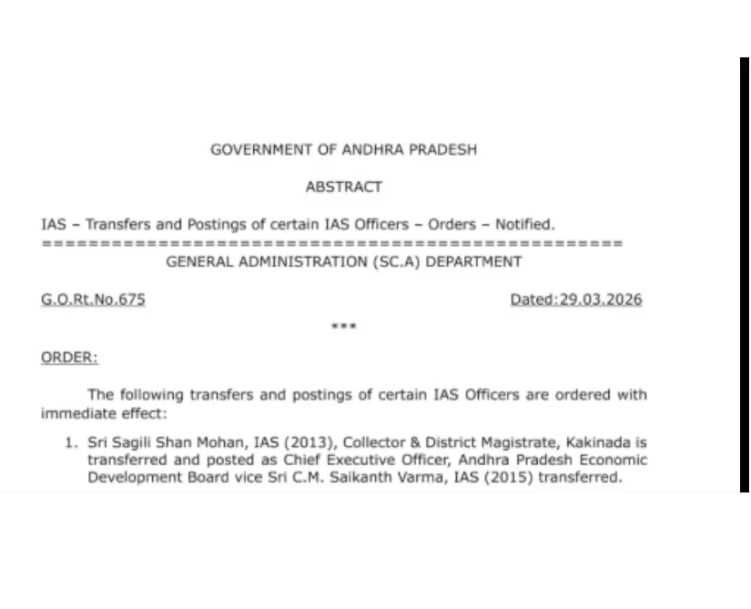 Administrative Reshuffle in Andhra Pradesh