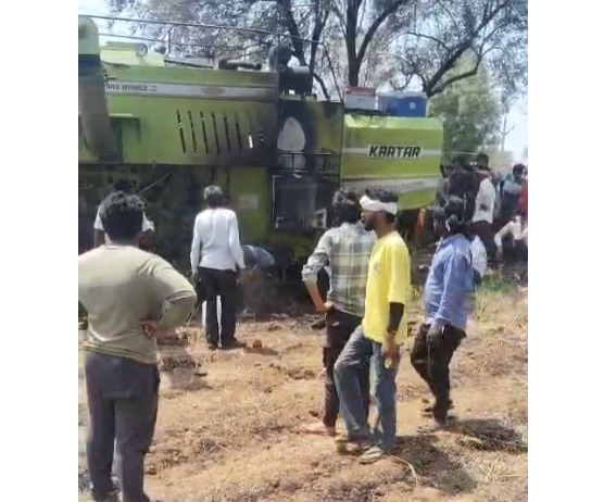 Tragic Accident in Chhatarpur: Harvester Hits High-Tension Line, Driver Burnt Alive