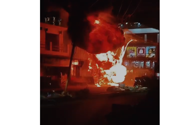 Massive Transformer Fire in Lucknow: Major Mishap Averted in Bangla Bazar Usri, Grocery Shop Safe
