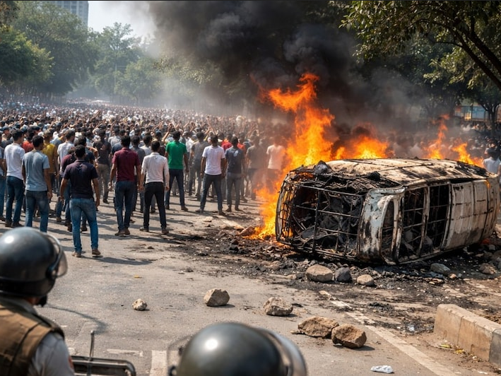 Violent Workers’ Protest in Noida: 5 Vehicles Torched, Delhi Police on High Alert