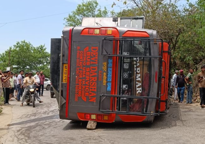 Bus Overturns After Driver Suffers Heart Attack in Himachal