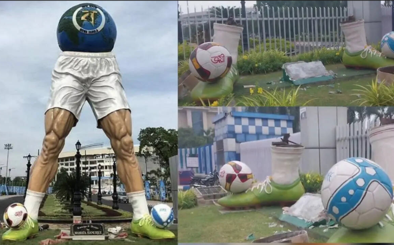 Mamata Banerjee Designed Football Sculpture Removed