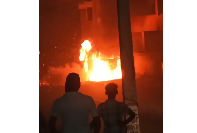 Parked Car Gutted In Massive Fire Outside Block Office In Etah