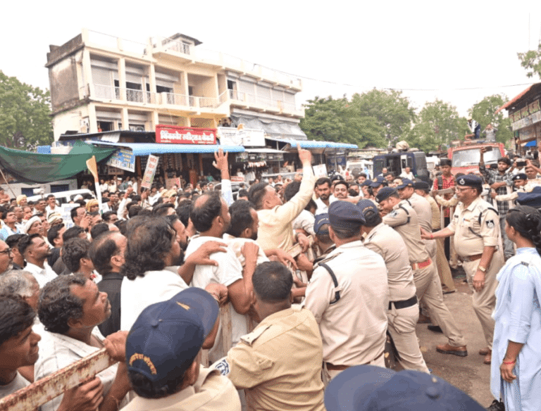 Congress Protest in Chicholi Turns Tense, Police Use Water Cannon
