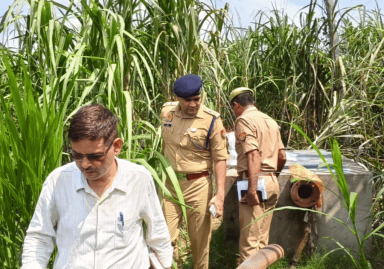 Partially Burnt Body and Motorcycle Found in Sugarcane Field in Amroha, Police Probe Underway